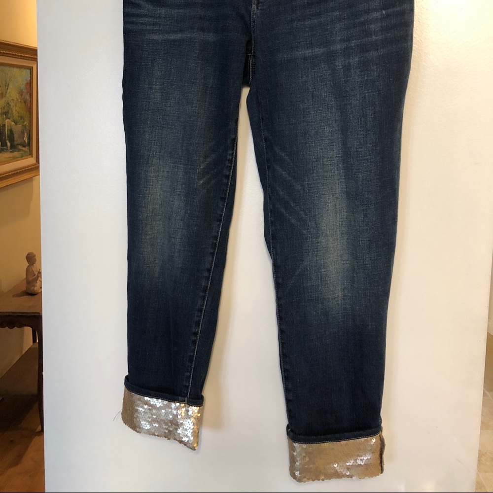 Gold  sequin cuff jeans